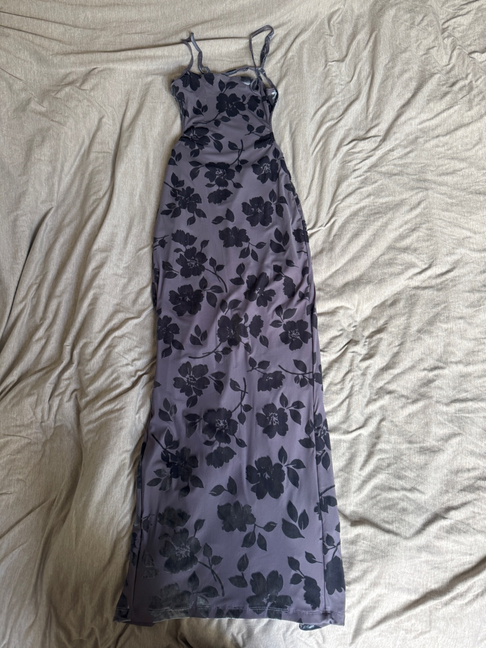 Garage Floral Pattern Backless Maxi Dress With Adjustable Straps - Lavender